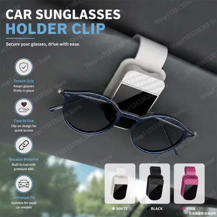 Support de lunettes à clipser sur pare-soleil de voiture, matériau ABS durable, clip de rangement pour lunettes de soleil à maintien ferme, pour la plupart des modèles de véhicules