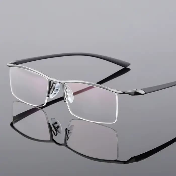 Browline – lunettes en métal à demi-bord pour hommes