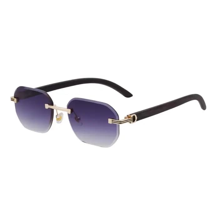Lunettes de soleil sans monture légères multicolores à effet bois