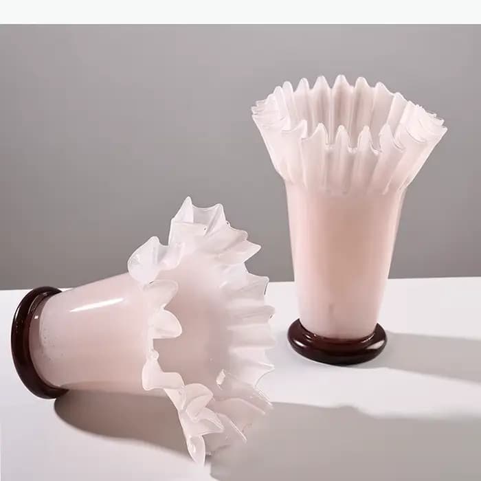 Vase en verre décoratif à bordure en feuille de lotus, pots pour plantes hydroponiques, décoration de table, arrangement floral, vases, décoration esthétique de la pièce