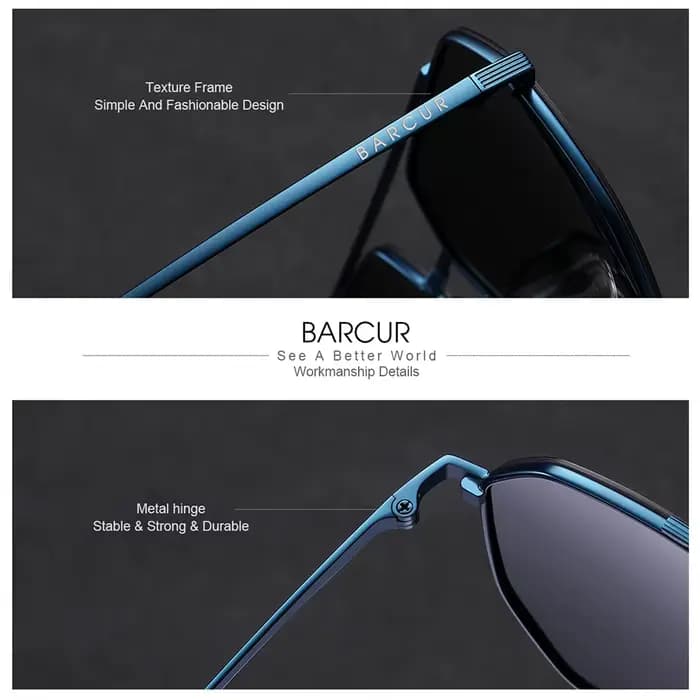 BARCUR lentille carrée en verre hommes lunettes De soleil pour femmes