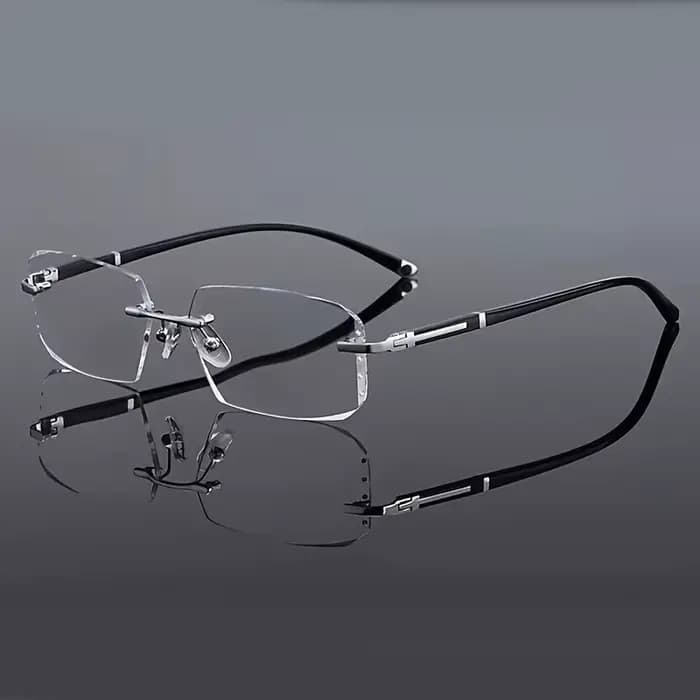 Lunettes plates sans monture à la mode pour hommes avec verres transparents