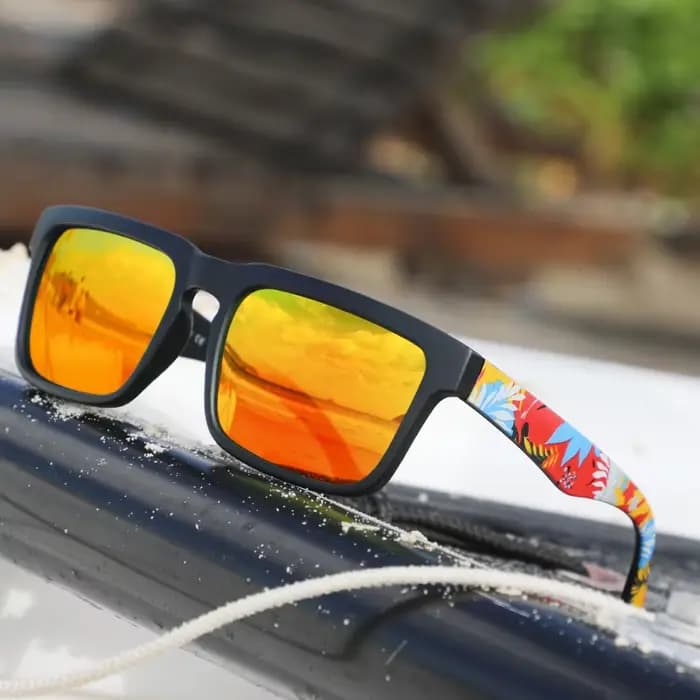 Lunettes de soleil de sport carrées 4 pièces avec motif de temple de créateur - UV400 pour hommes et femmes