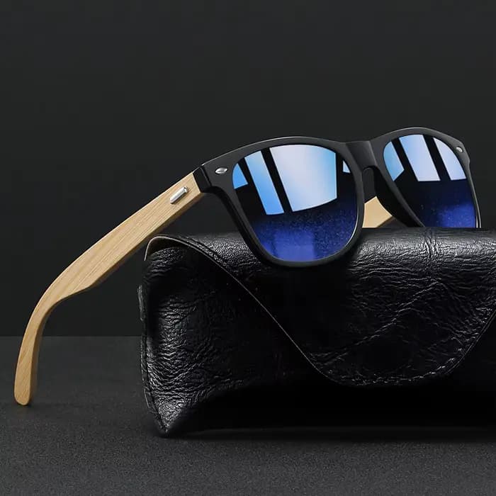 Lunettes de soleil carrées Vintage en bois de bambou pour hommes et femmes