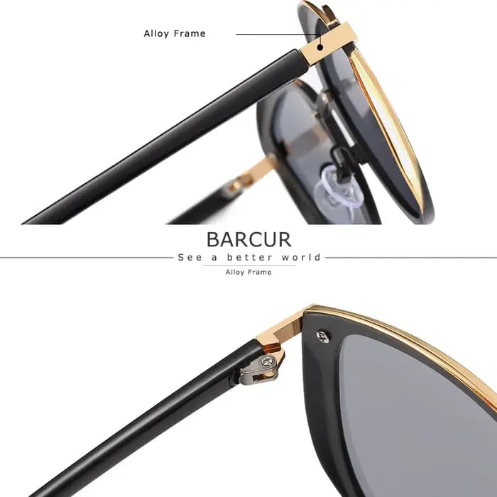 BARCUR Style lunettes de Soleil Polarisées Pour Femmes Catmore Rond