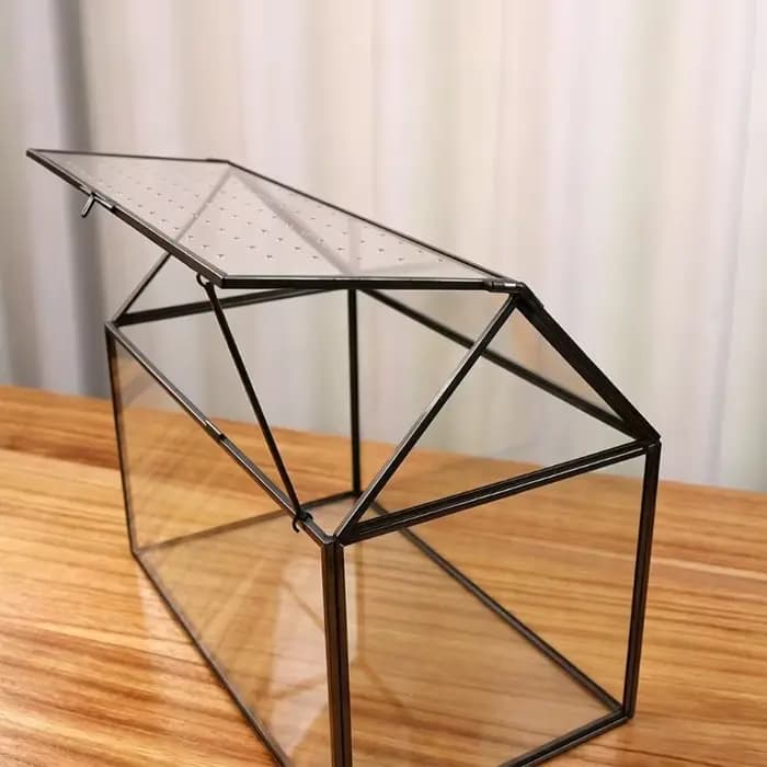 Boîte terrarium en verre pour exposition plantes, conception en verre transparent, couvercle à ouverture supérieure, 10,24