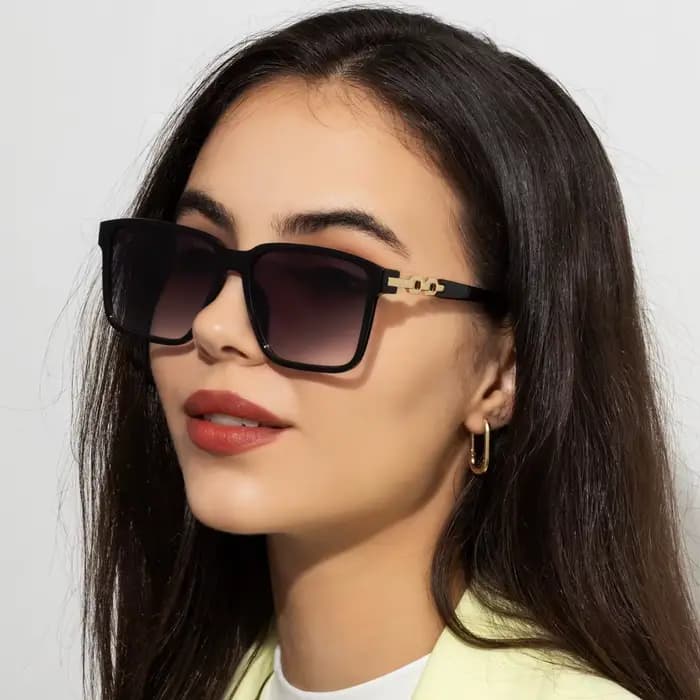 Mode femmes grand cadre carré lunettes de soleil Multi couleur