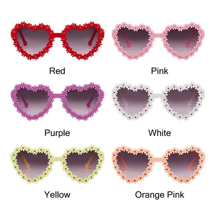 Lunettes de soleil mignonnes en forme de cœur
