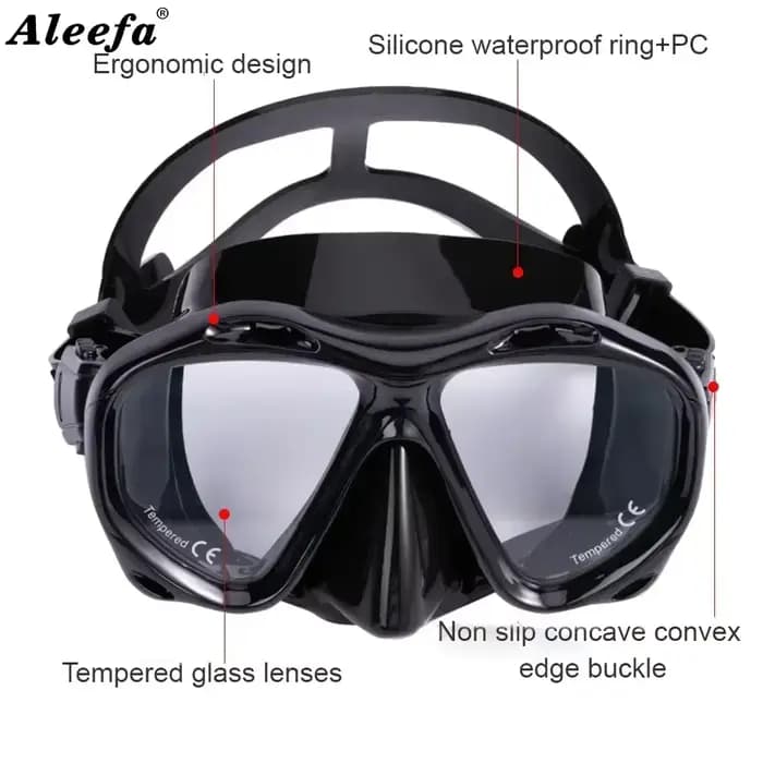 Masque de plongée hypermétropie avec lentilles en verre du Guatemala