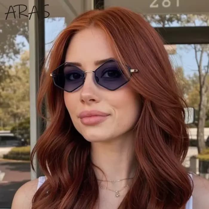 Lunettes de soleil punk hexagonales irrégulières pour femmes 2026 – Design de marque de luxe