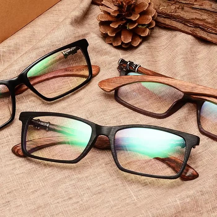 Montures de lunettes en bois véritable vintage pour hommes