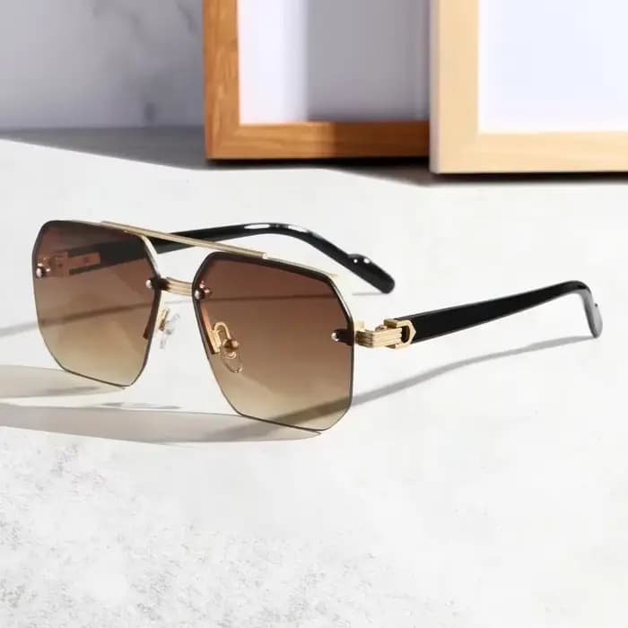 Lunettes de soleil polygone à Double pont pour hommes et femmes