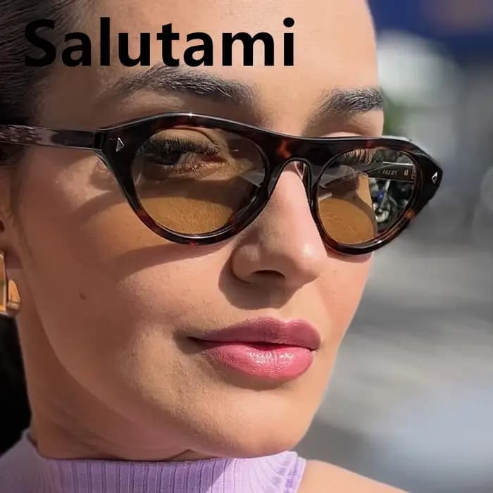 Nouvelle marque de mode léopard lunettes de soleil œil de chat pour femmes vintage petit rond dégradé