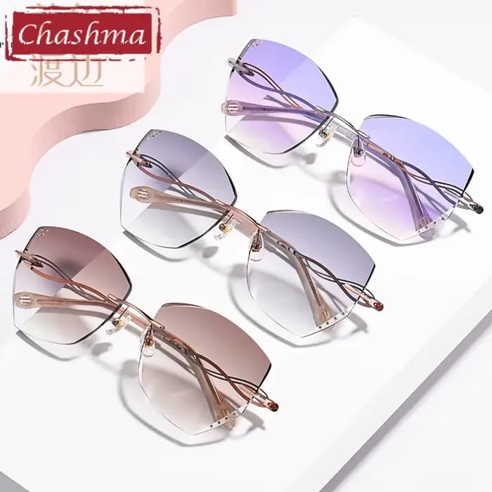 Lunettes de soleil de luxe sans bords pour femmes