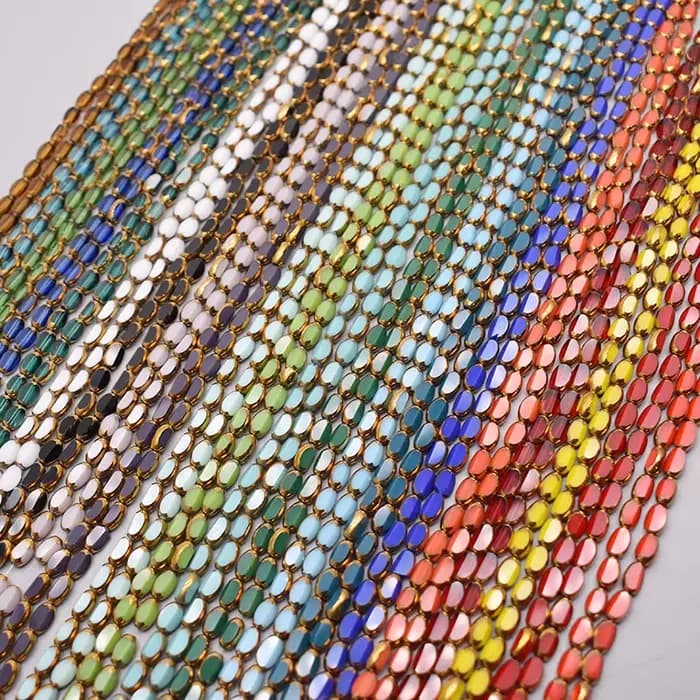 4x7mm 50 pcs/lot Briolette perles de verre ovales placage couleur or cristal verre perles d'espacement en vrac pour perles pour la fabrication de bijoux bricolage