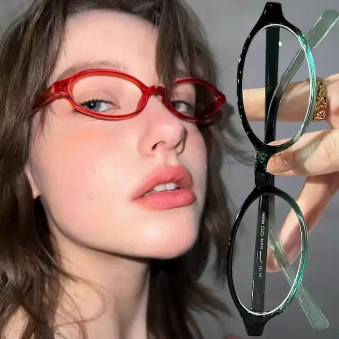 Y2K rétro ovale cadre Anti-lumière bleue lunettes doux Cool filles noir