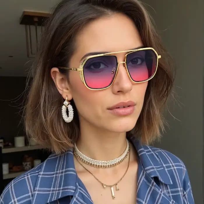 Lunettes de soleil carrées plein cadre pour femmes