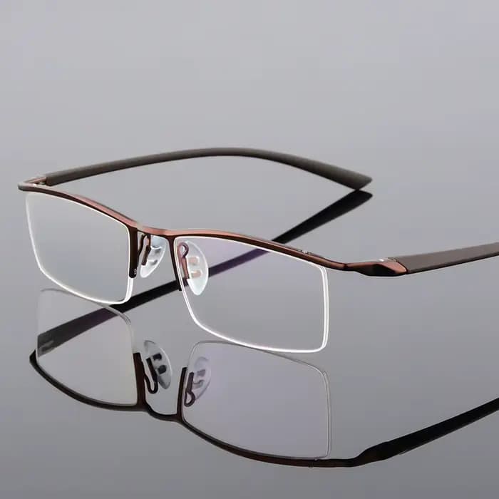 Browline – lunettes en métal à demi-bord pour hommes