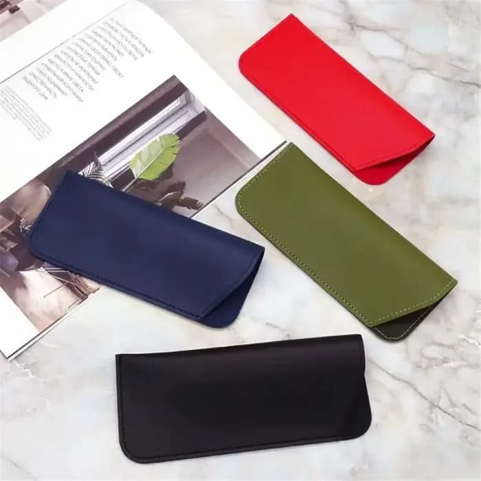 Pochette de protection pour lunettes en cuir PU souple
