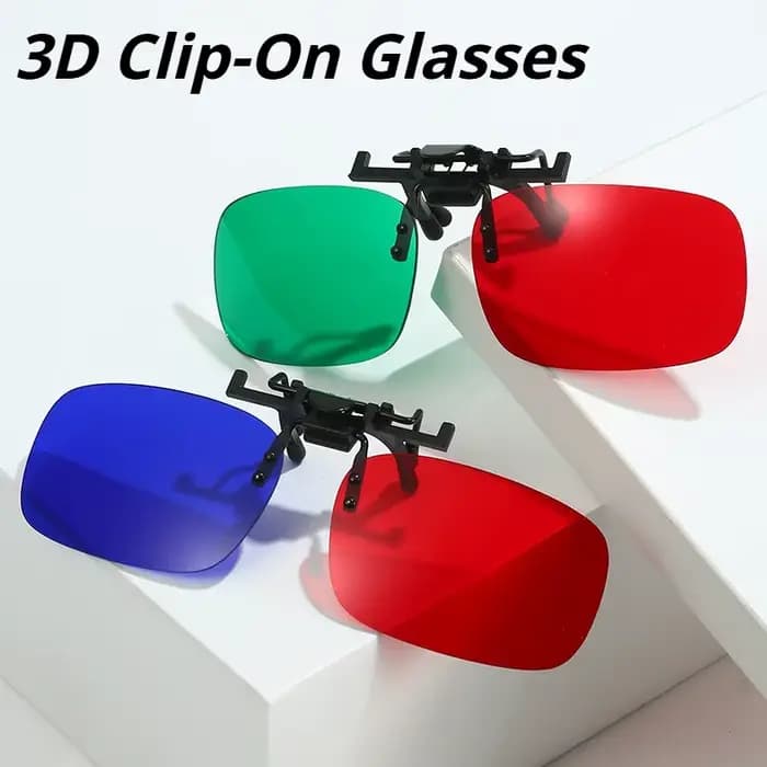 Lunettes 3D à clips, vert-rouge-bleu