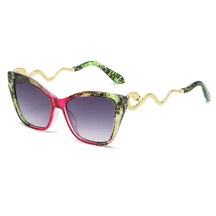 Lunettes de soleil œil de chat à motif serpent pour femmes