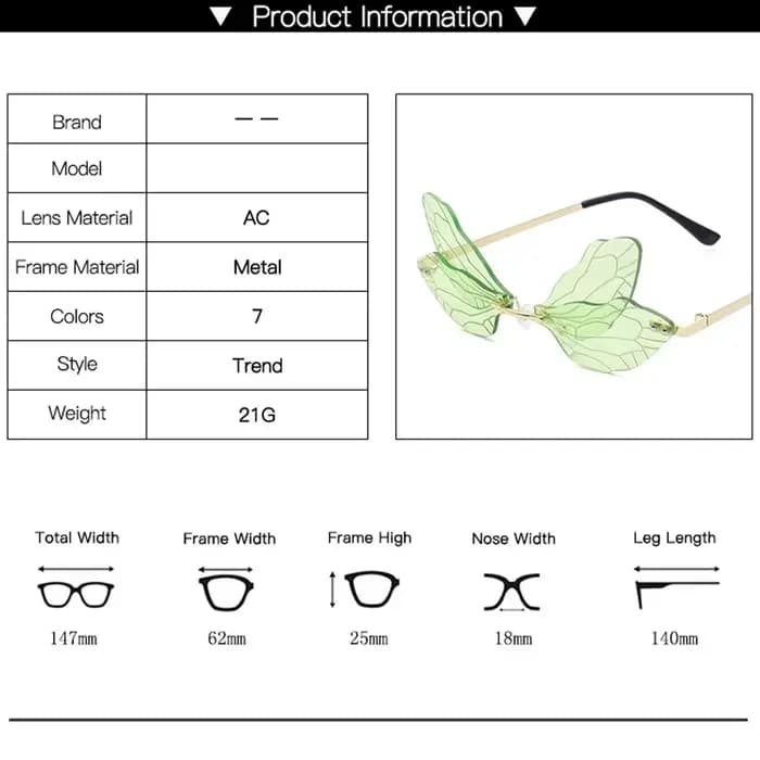 Lunettes de soleil vintage avec ailes de libellule pour homme et femme