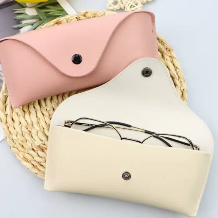 Boîte à lunettes en cuir haut de gamme de couleur unie
