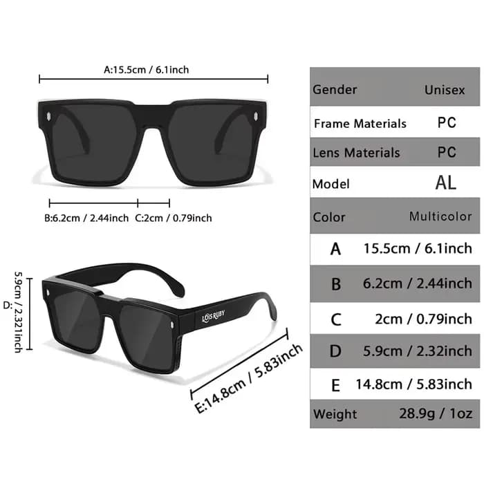 Lunettes de soleil carrées surdimensionnées pour hommes