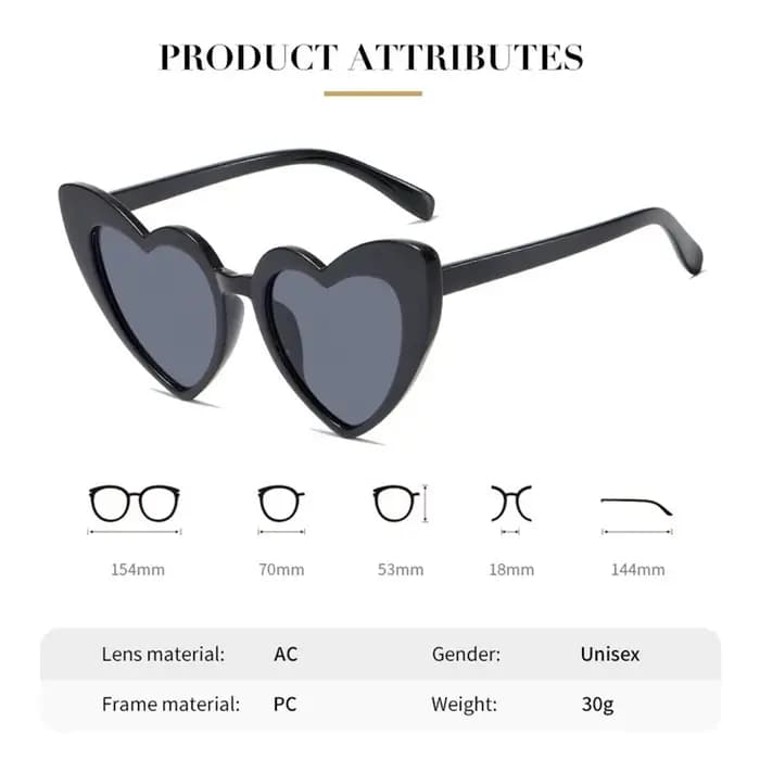 Lunettes de soleil en forme de cœur pour femmes