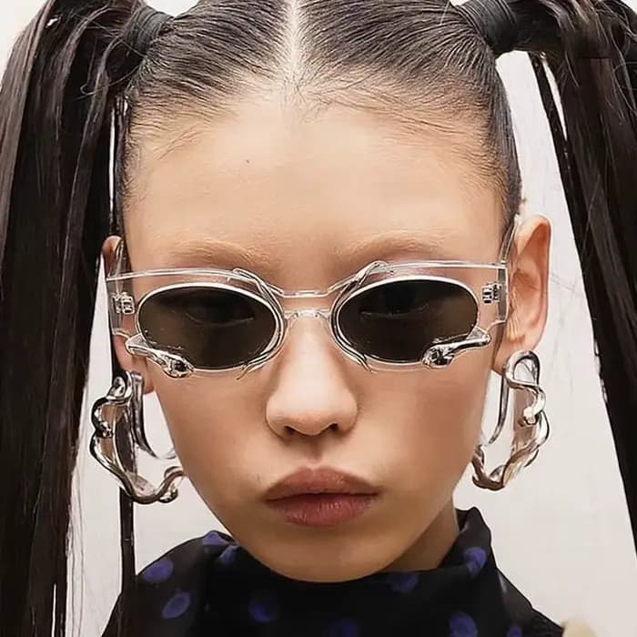 Y2K rétro stéréo serpent lunettes de soleil