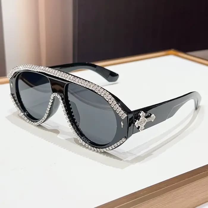 Lunettes de soleil pilote tendance 2026 pour femme avec strass de luxe – Idéales pour les fêtes et activités – Modèle attrayant pour dames