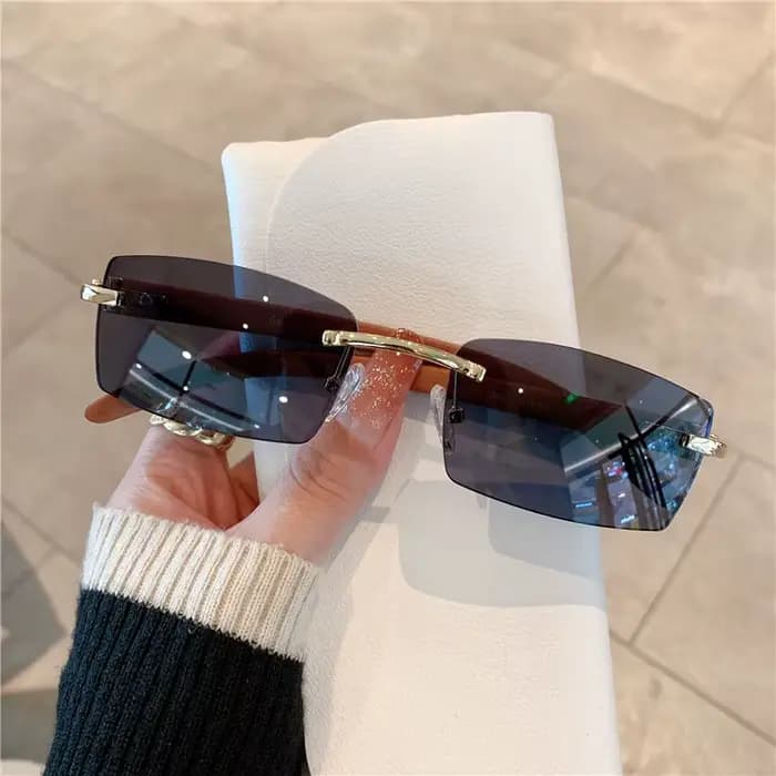 Lunettes de soleil rectangulaires sans bords pour hommes et femmes