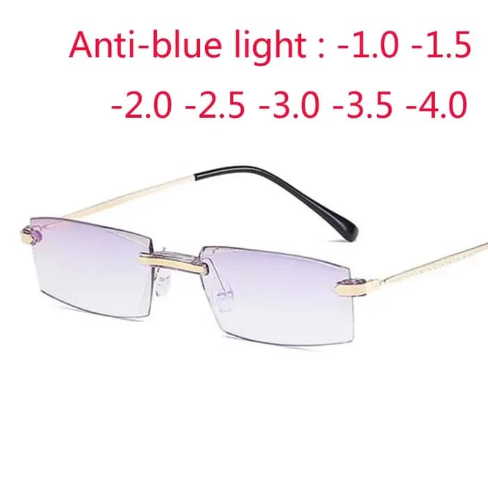 Revêtement de haute qualité sans cadre fini myopie lunettes femmes Anti-lumière bleue Prescription lunettes-1 -1.5 -2 -2.5 -3 -3.5 -4.0