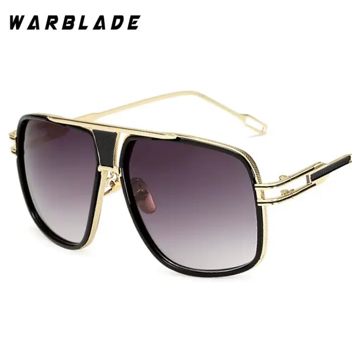 18K plaqué or carré hommes lunettes de soleil femmes Couple plat haut de gamme marque Design dames