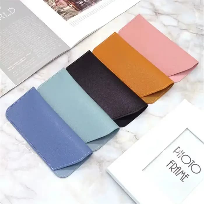 Pochette de protection pour lunettes en cuir PU souple