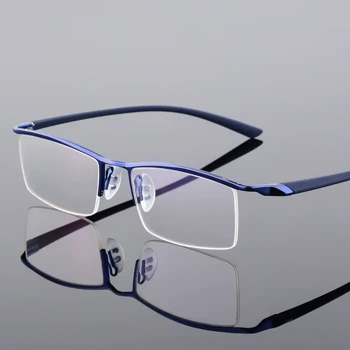 Browline – lunettes en métal à demi-bord pour hommes