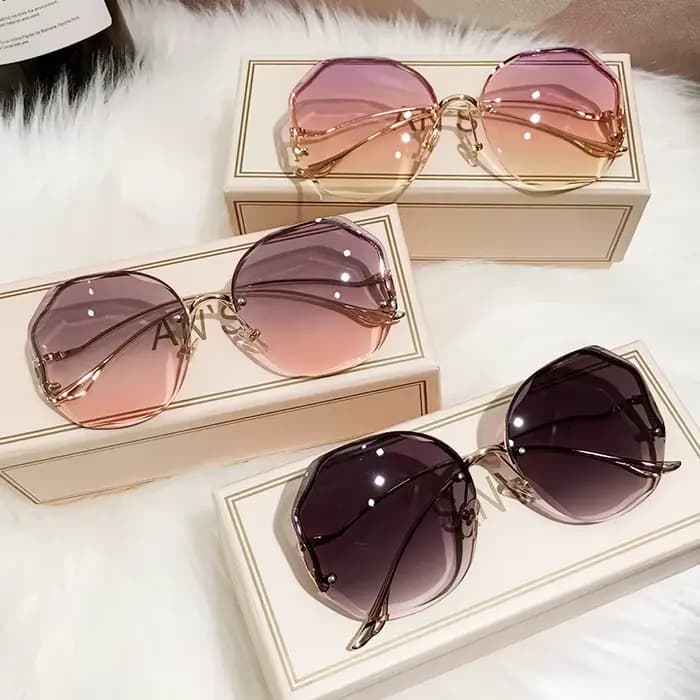 Lunettes de soleil polygone sans bords pour femmes