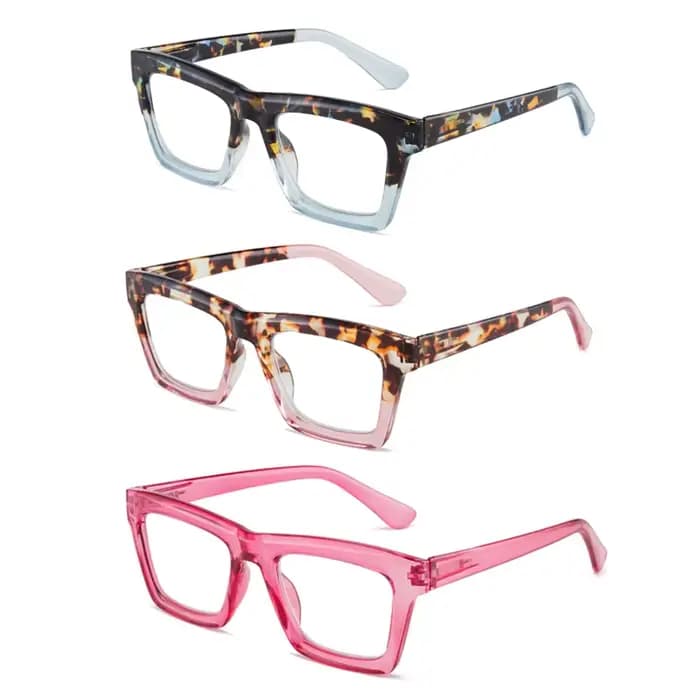 Trois paires de lunettes de lecture élégantes et confortables à monture large
