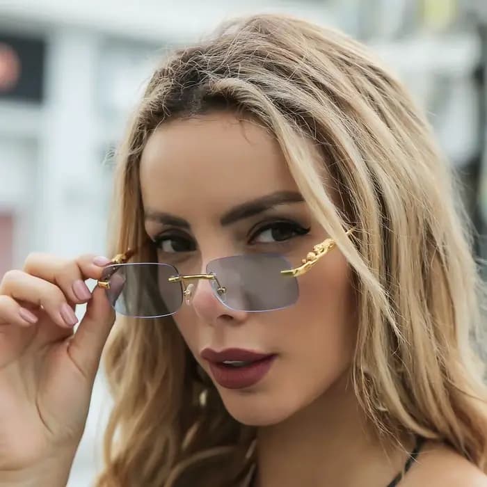 Lunettes de soleil carrées sans bords pour femmes et hommes