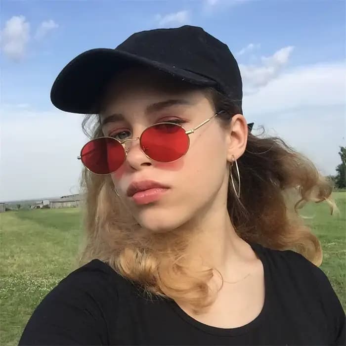 Lunettes de soleil ovales rétro à petite monture