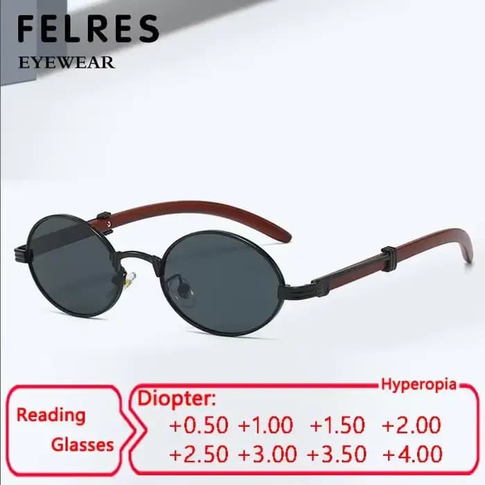 Personnalité imitation bois ovale teinté lunettes de lecture femmes hommes rétro