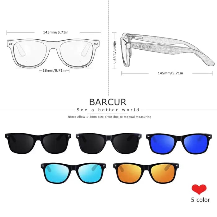 Lunettes de soleil polarisées carrées en bois pour homme