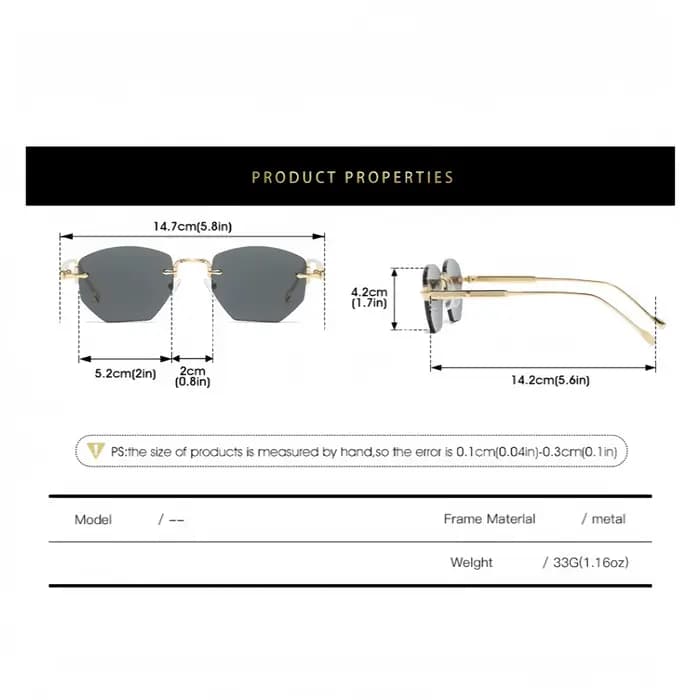 Lunettes de soleil tendance sans cadre polygonales à la mode et uniques pour hommes et femmes