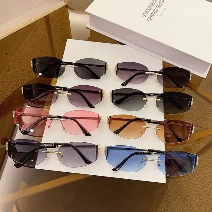 Lunettes de soleil ovales sans monture pour femmes