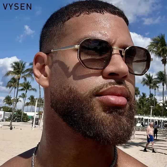 Vintage Steampunk Octogone Carré lunettes de Soleil Hommes De Luxe Marque Géométrique En Métal Cadre Polygone