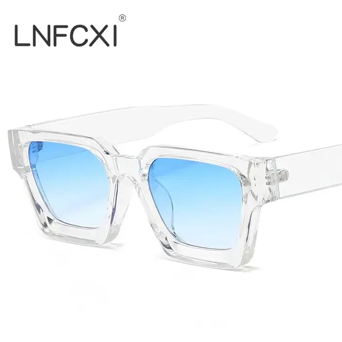 JNPCXI mode carré femmes luxe lunettes de soleil rétro dégradé bleu concepteur hommes tendance