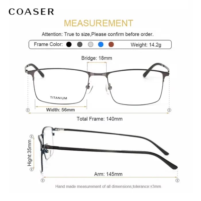 Lunettes carrées super briquet pour hommes