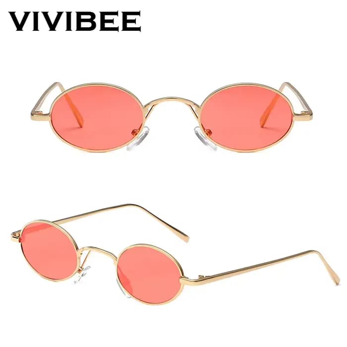 VIVIBEE Lunettes de soleil ovales vintage pour femmes 2026 Tendance Monture en métal doré Rétro Mini