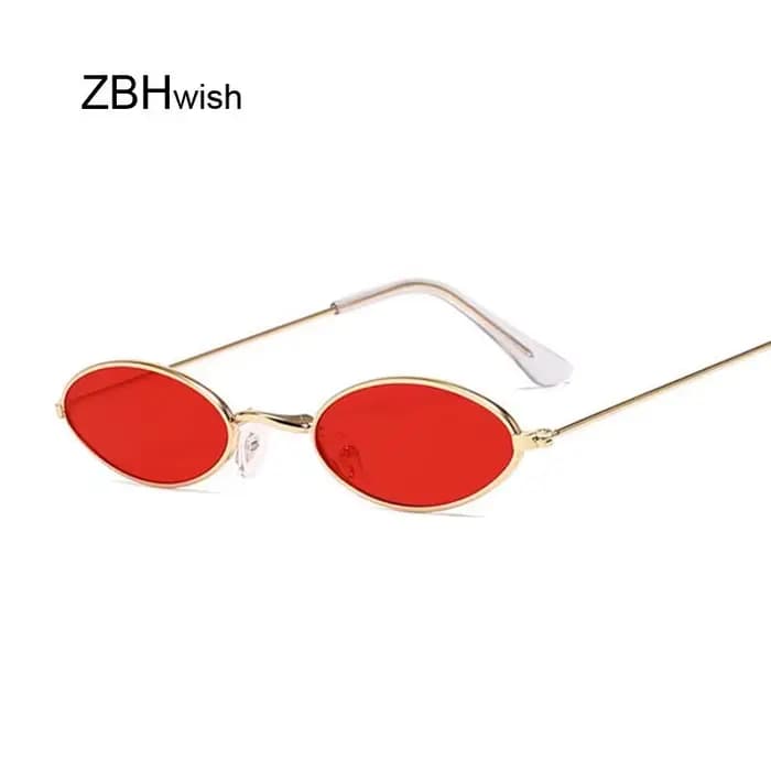 Rétro petites lunettes de soleil ovales femme Vintage marque nuances noir rouge métal couleur