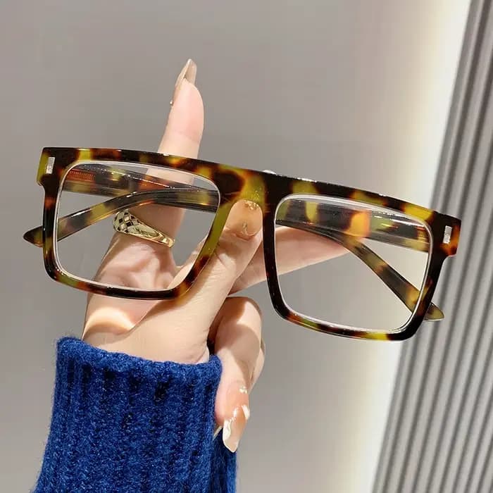 2025New Style cadre carré grand visage minceur lunettes de lecture à la mode riz ongles